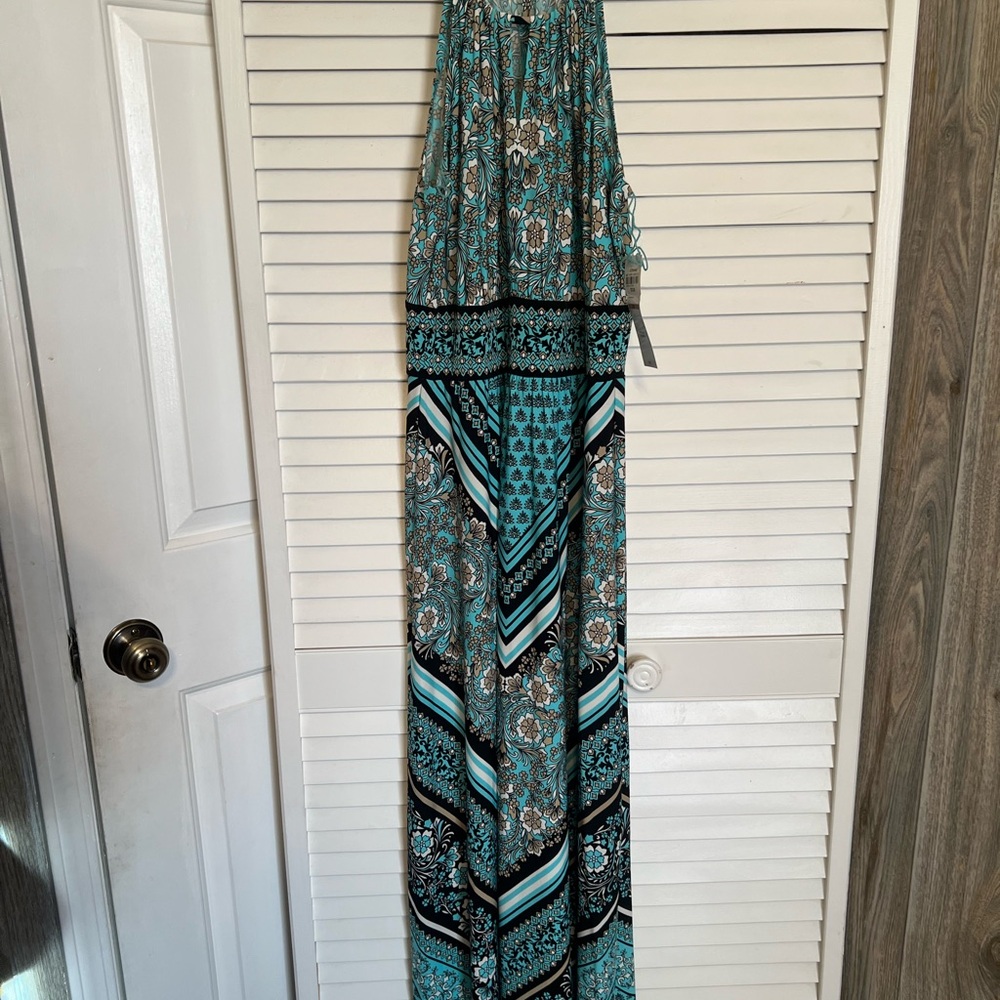 Bohemian Maxi Dress in Blue and Black